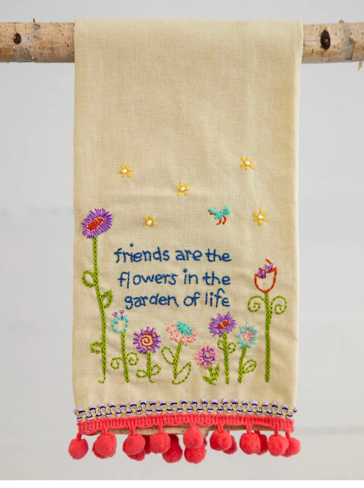 Hand embroidered linen towel