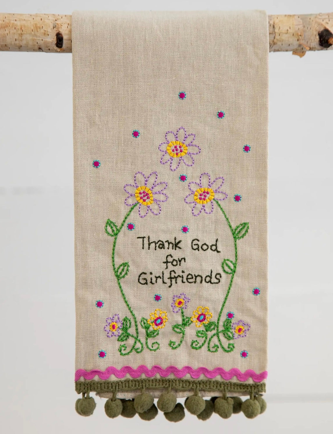Hand embroidered linen towel