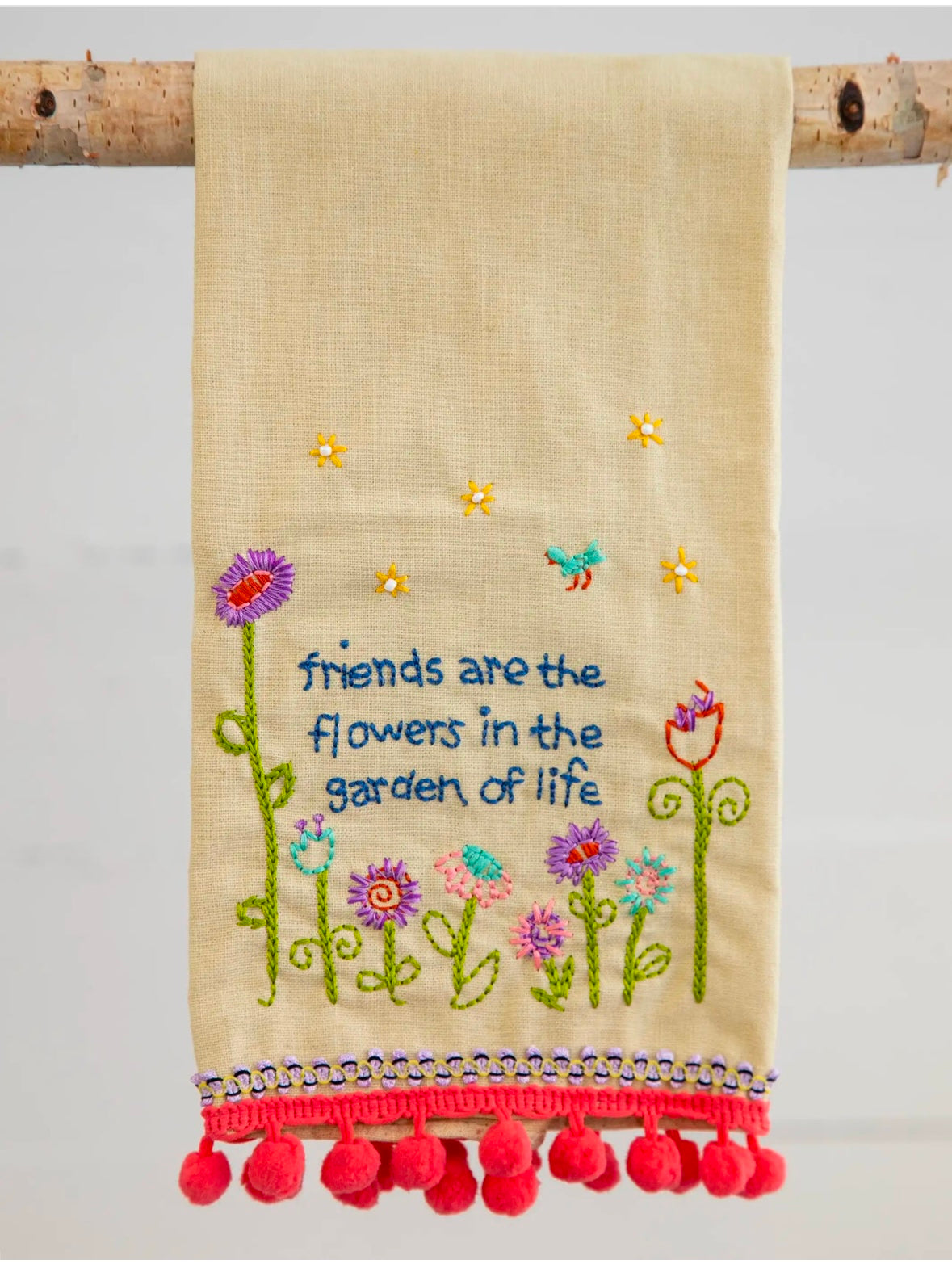 Hand embroidered linen towel