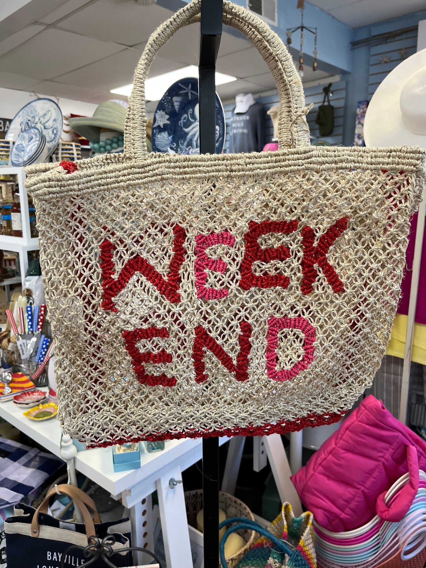 Jute Bag "Weekend" bag in Berry