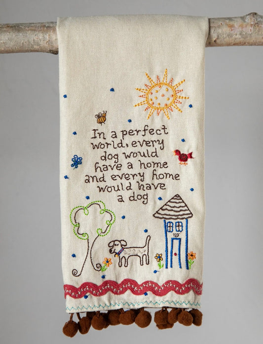 Hand embroidered linen towel